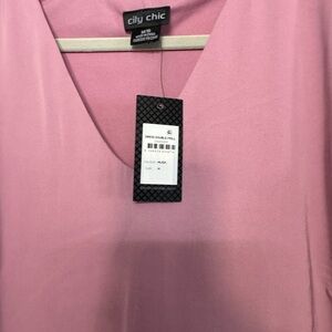 City Chic Pink V-Neck Dress